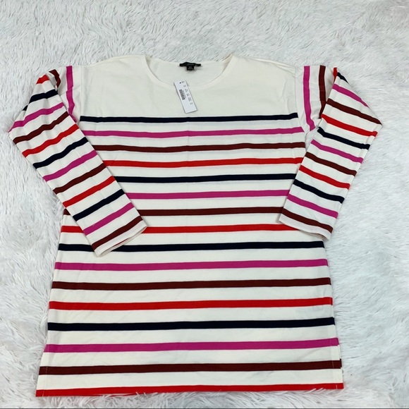 J Crew long sleeve striped boat neck tunic top multicolor cotton - Picture 1 of 7